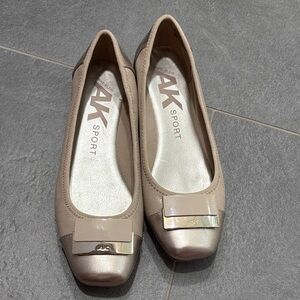 Anne Klein Sport Beige and Gold Flats